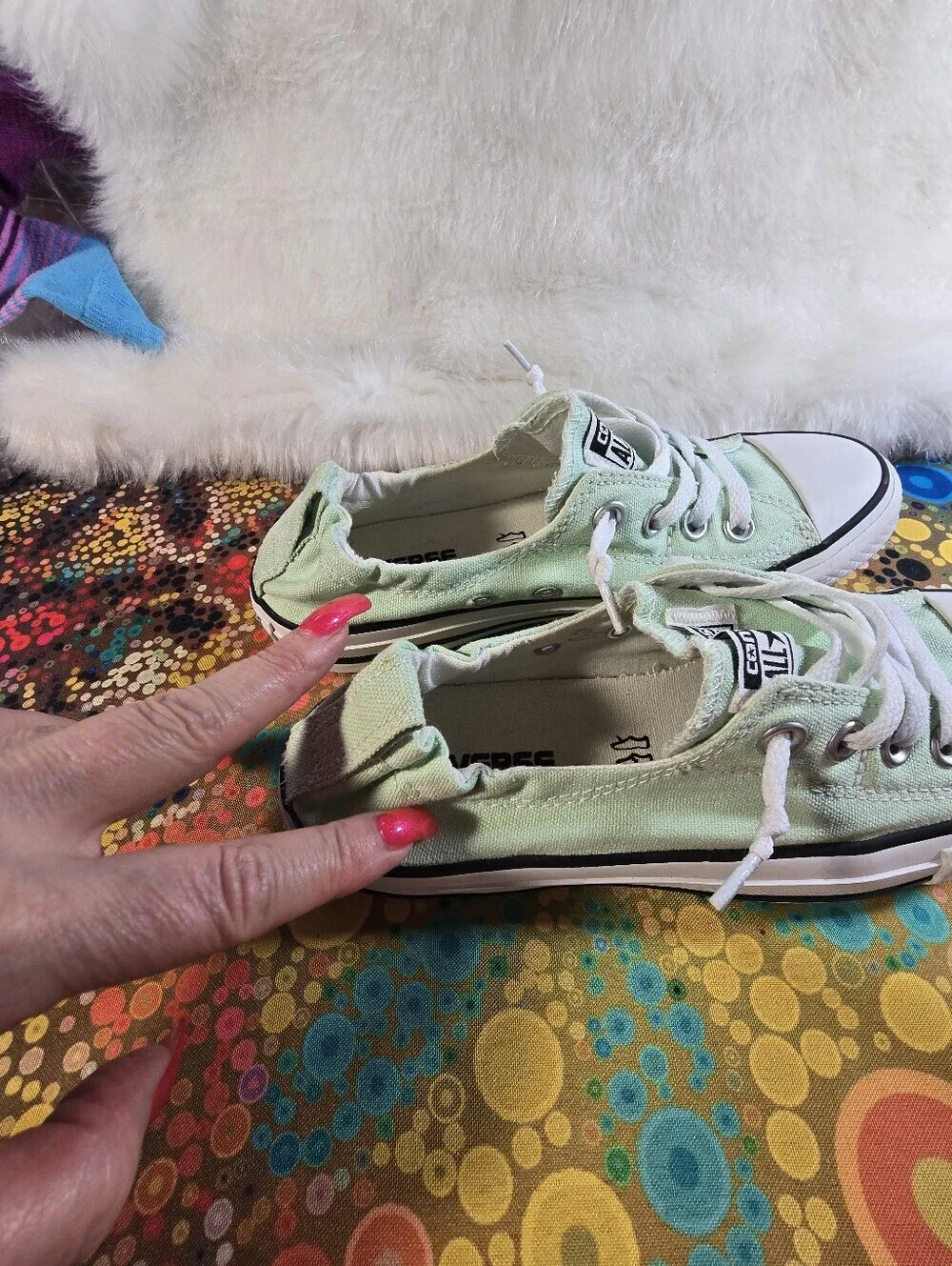 Converse All Star Women's Low Top Sneakers in Sage Green and White